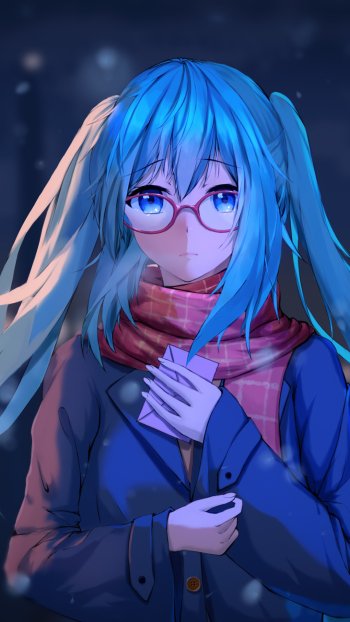 night Hatsune Miku long hair blue hair Anime Vocaloid anime night Phone Wallpaper
