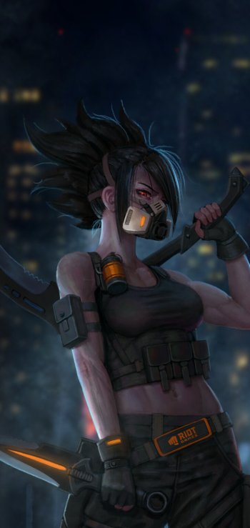 black hair woman warrior Akali (League Of Legends) video game League Of Legends Phone Wallpaper