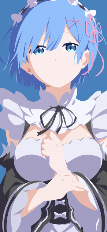 headband minimalist maid short hair blue eyes blue hair Rem (Re:ZERO) Anime Re:Zero - Starting Life in Another World minimalist anime Phone Wallpaper