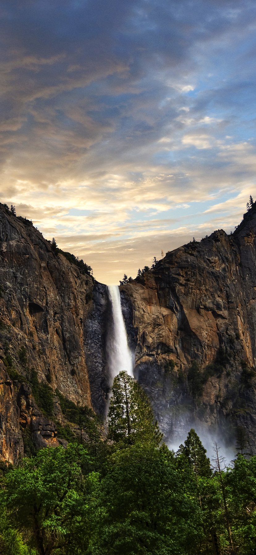 Download California Yosemite National Park Bridalveil Fall Nature Waterfall Phone Wallpaper