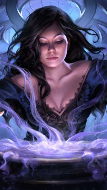 black hair magic fantasy witch Phone Wallpaper
