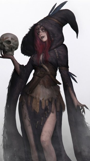 hood skull fantasy witch Phone Wallpaper