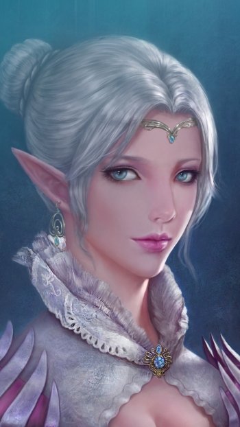 aqua eyes white hair fantasy elf Phone Wallpaper