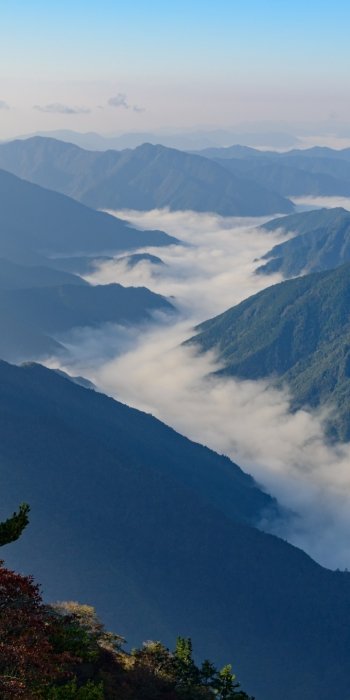landscape Japan fog mountain nature valley Phone Wallpaper