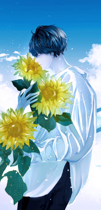 sunflower Anime Original Phone Wallpaper