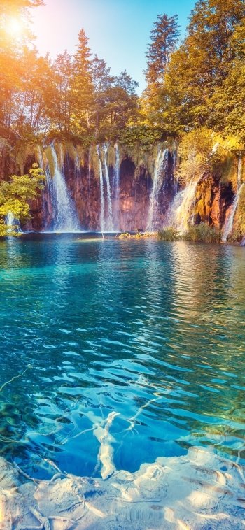 lake nature waterfall Phone Wallpaper