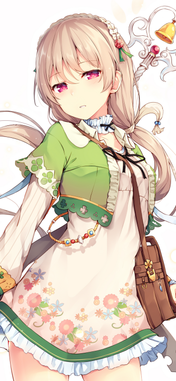 pink eyes long hair brown hair Anime Original Phone Wallpaper