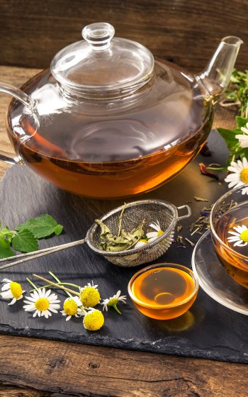 teapot teacup cup tea chamomile photography still life Phone Wallpaper