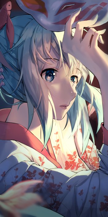 blue eyes blue hair Hatsune Miku Anime Vocaloid Phone Wallpaper