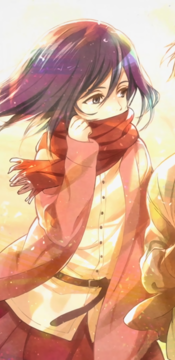 blue eyes scarf Mikasa Ackerman Anime Attack on Titan Phone Wallpaper