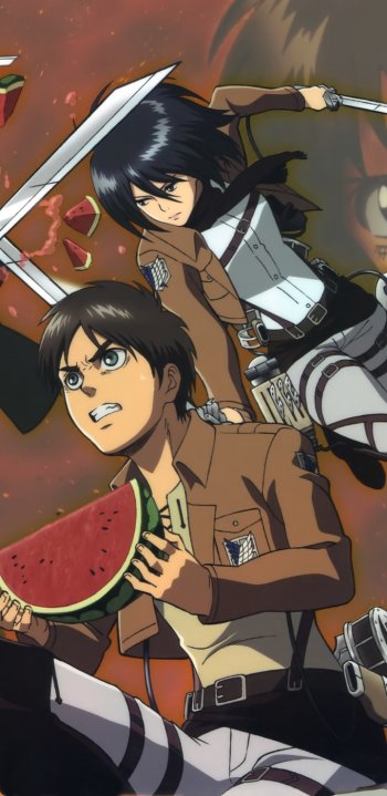 Eren Yeager Mikasa Ackerman Anime Attack on Titan Eren & Mikasa Phone Wallpaper