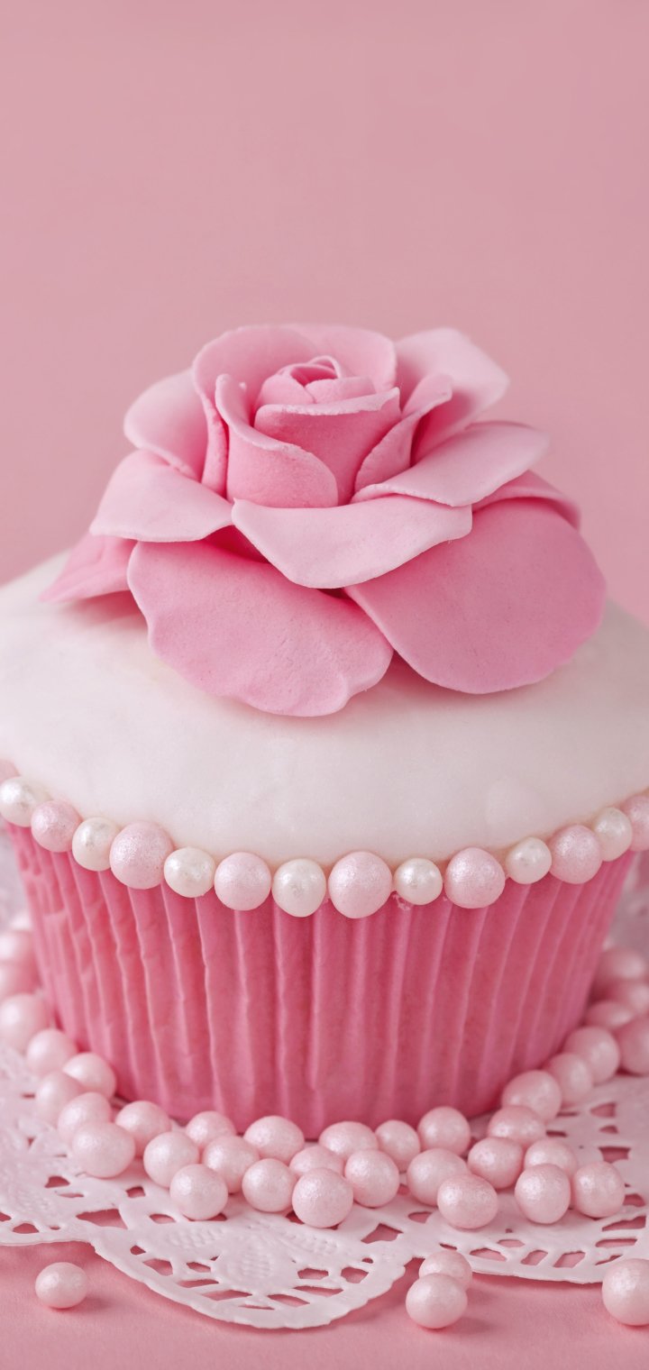 Download Flower Sweets Pink Food Cupcake Phone Wallpaper