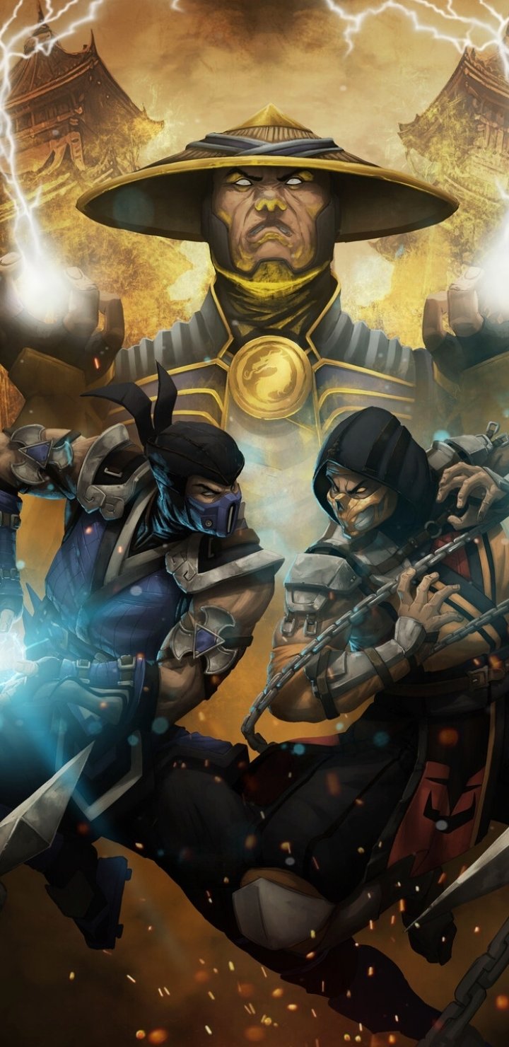 Download Sub-Zero (Mortal Kombat) Scorpion (Mortal Kombat) Raiden (Mortal Kombat) Video Game Mortal Kombat Phone Wallpaper