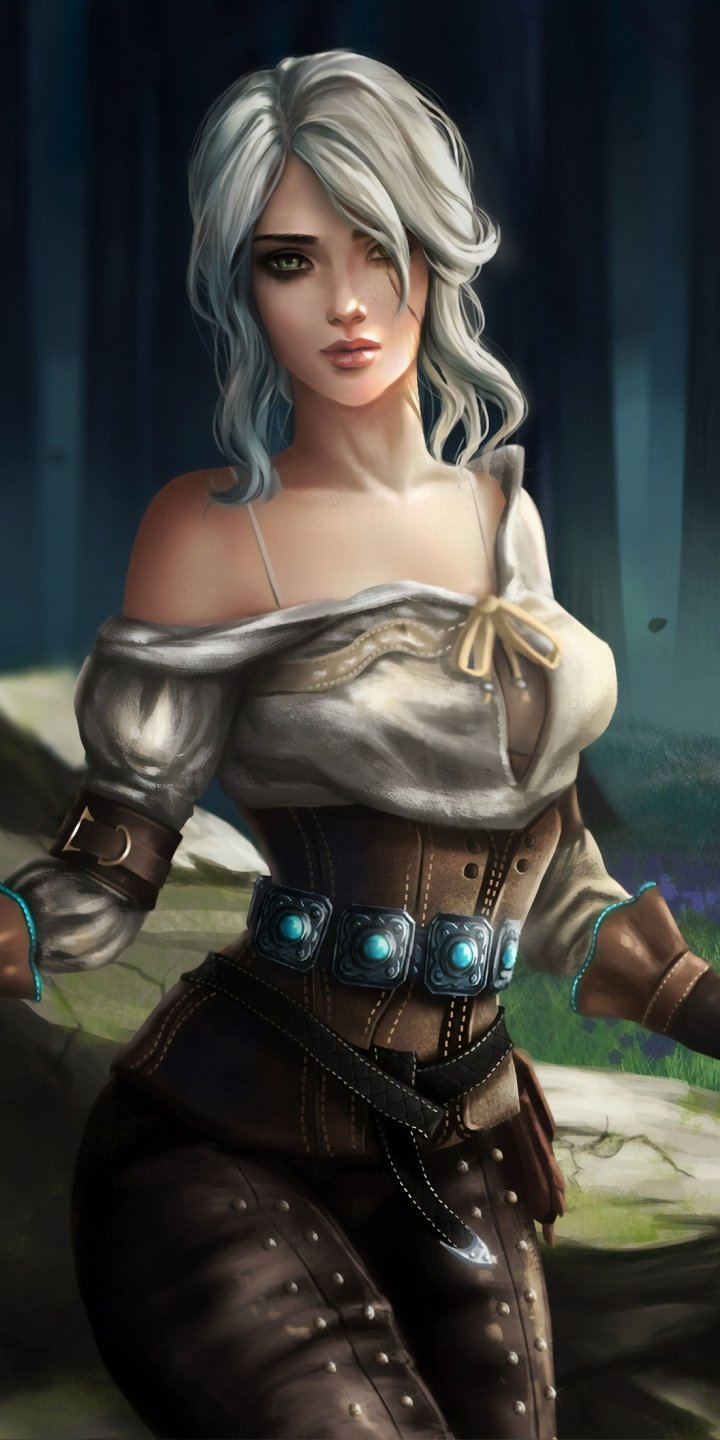 Download Woman Warrior White Hair Ciri (The Witcher) Video Game The Witcher 3: Wild Hunt Phone Wallpaper