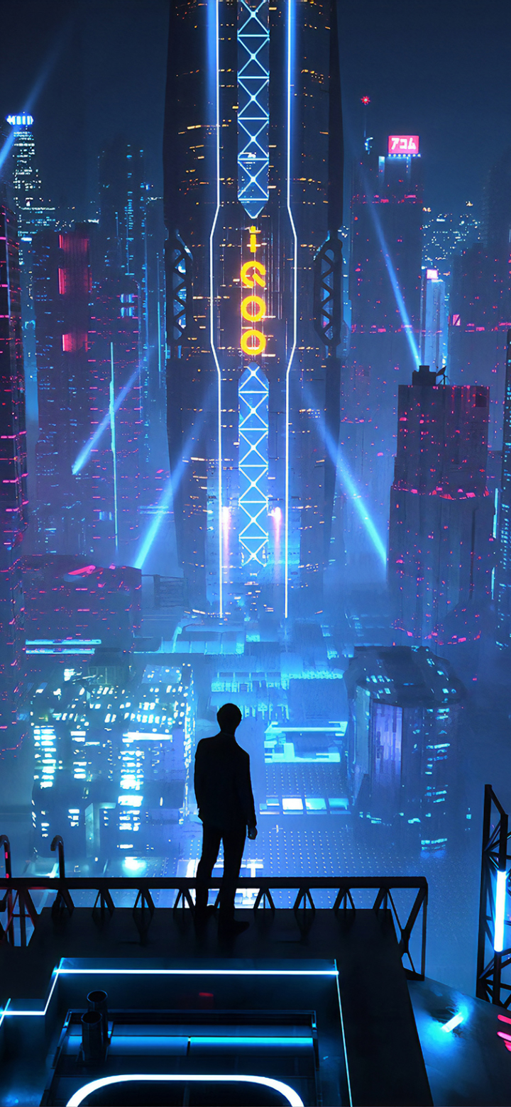 Sci Fi Cyberpunk Phone Wallpaper by XuTeng Pan - Mobile Abyss