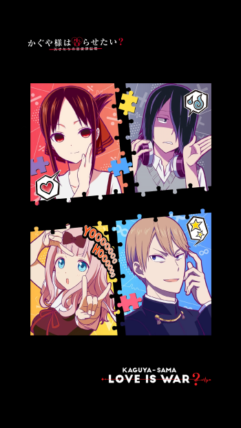 Kaguya-sama: Love is War Miyuki Shirogane Chika Fujiwara Yu Ishigami Kaguya Shinomiya Anime Phone Wallpaper