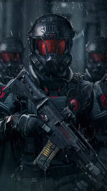 helmet weapon Sci Fi warrior Phone Wallpaper