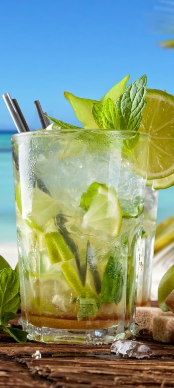 fruit summer tropical lemon glass drink mojito food cocktail Phone Wallpaper