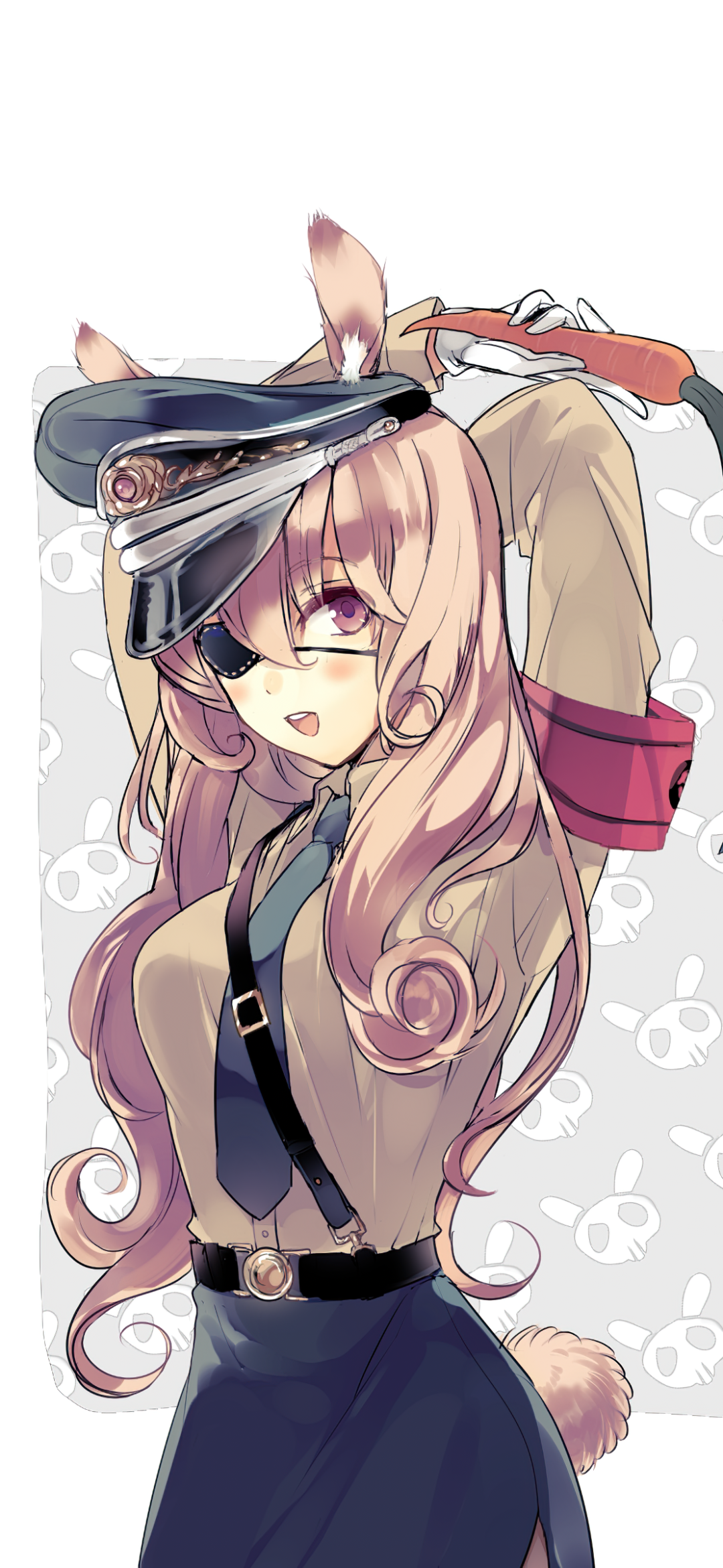 Download Tie Tail Brown Eyes Blush Smile Hat Blonde Long Hair Anime Original Phone Wallpaper