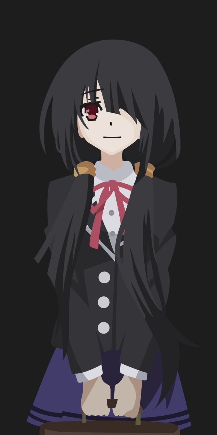 Phone wallpaper featuring Kurumi Tokisaki from the anime Date A Live, designed for display on iPhone and Android devices.