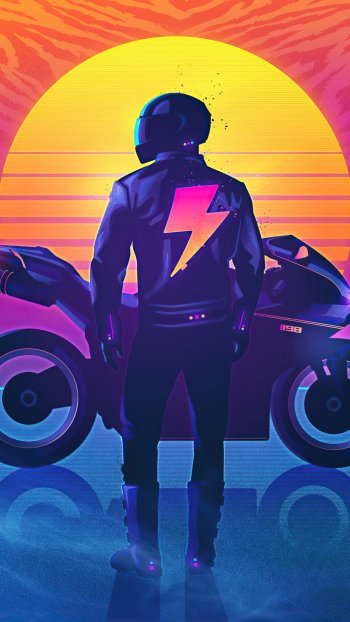 artistic retrowave Phone Wallpaper