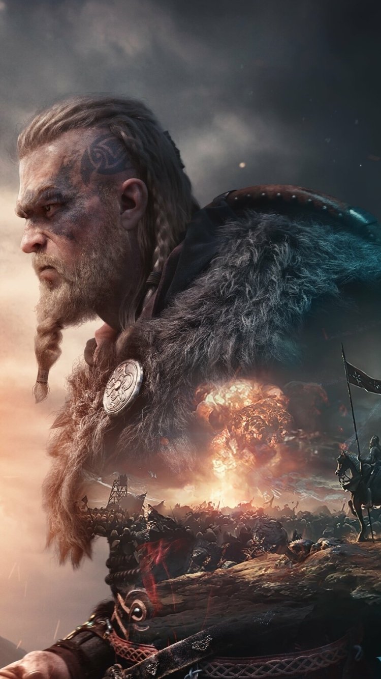 Download Viking Warrior Assassin's Creed Video Game Assassin's Creed Valhalla Phone Wallpaper