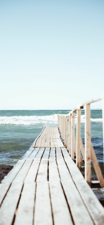 wood sky sea man made pier Phone Wallpaper