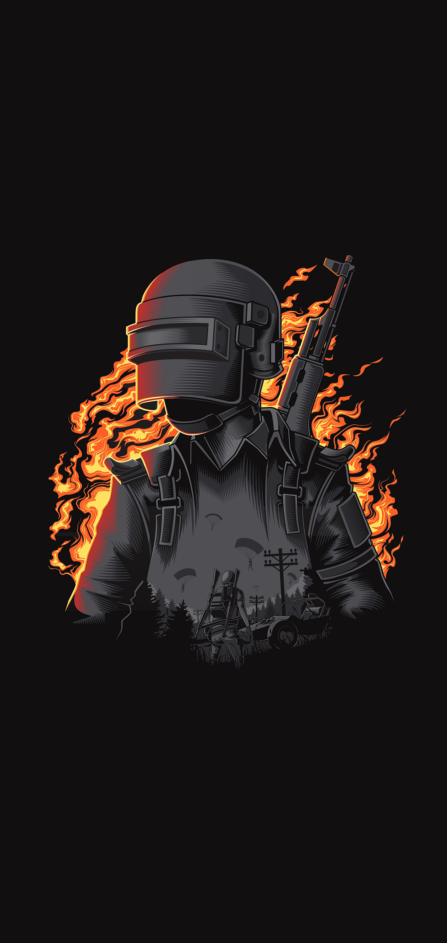 PUBG - Guy on Fire Illustration Pocket Edition - Mobile Abyss