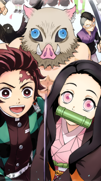 Inosuke Hashibira Nezuko Kamado Tanjiro Kamado Anime Demon Slayer: Kimetsu no Yaiba Phone Wallpaper