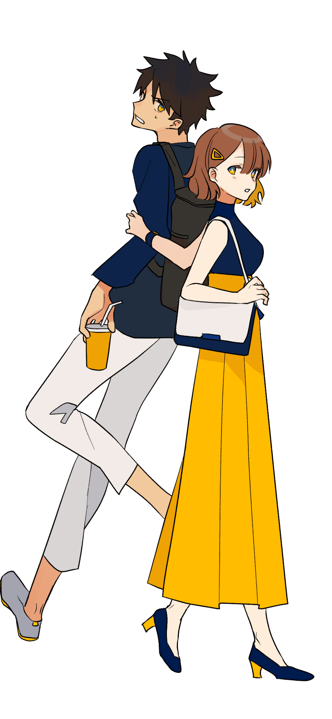 Download Glasses Smile Brown Hair Black Hair Short Hair Couple Anime Original Anime Couple Phone Wallpaper