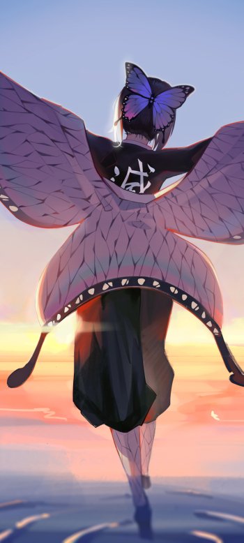 butterfly Shinobu Kochou Anime Demon Slayer: Kimetsu no Yaiba Phone Wallpaper