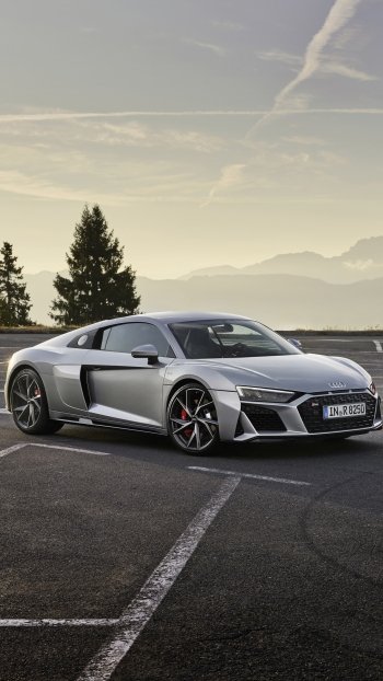 silver car supercar vehicle car Audi R8 Audi Audi R8 V10 Phone Wallpaper