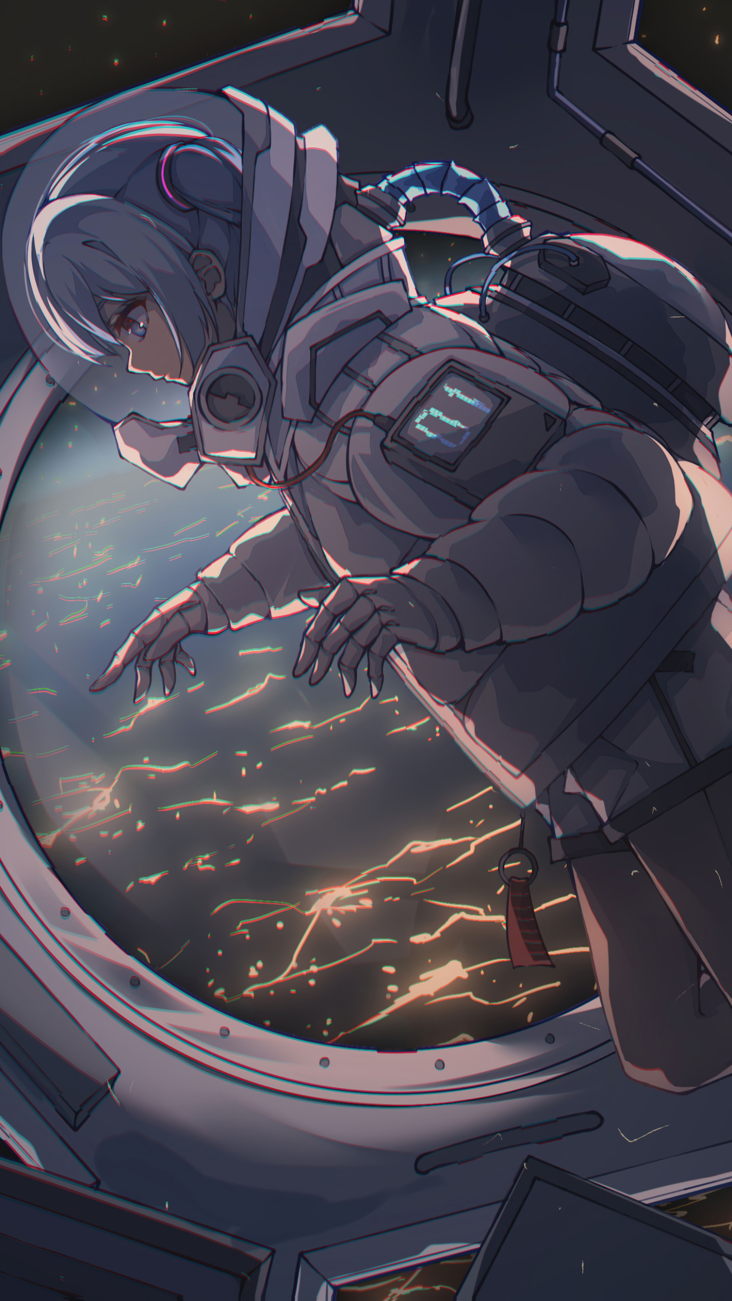 Anime Astronaut Phone Wallpaper by 起重机