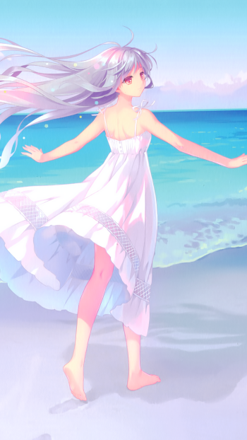 barefoot feet long hair white dress Anime Kantai Collection Phone Wallpaper