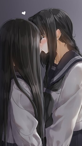 yuri kiss Anime Original Phone Wallpaper