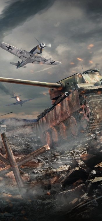 warplane aircraft battle tank video game War Thunder Phone Wallpaper