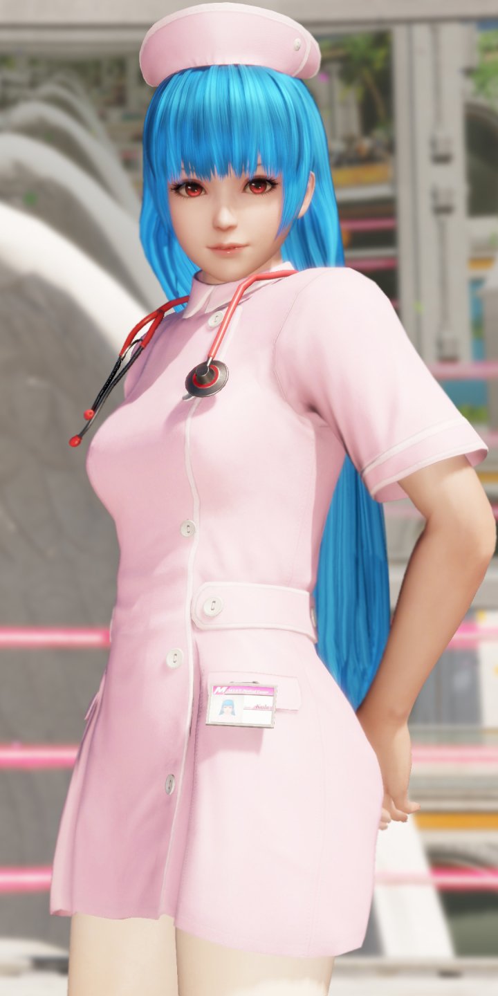 Download Nurse Red Eyes Cute Kula Diamond Blue Hair Video Game Dead Or Alive Phone Wallpaper