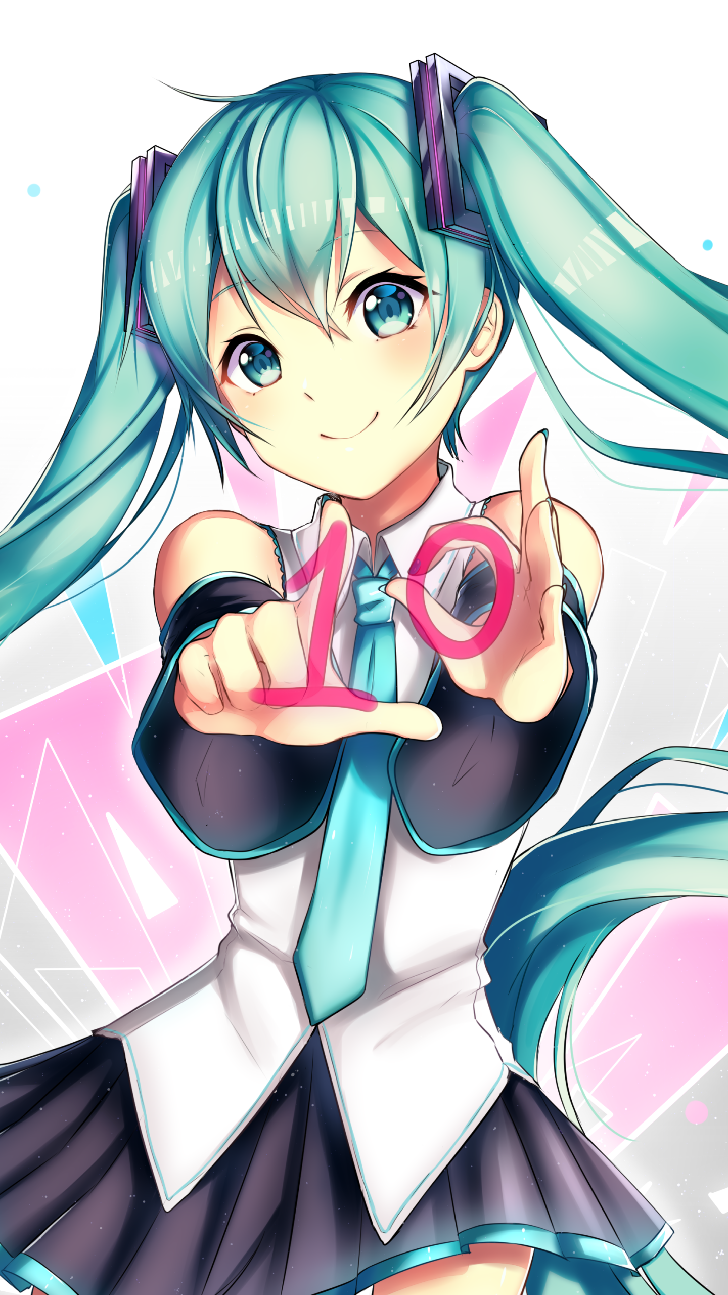 Download Green Hair Blue Eyes School Uniform Hatsune Miku Anime Vocaloid Phone Wallpaper