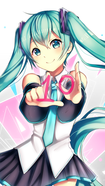 green hair blue eyes school uniform Hatsune Miku Anime Vocaloid Phone Wallpaper