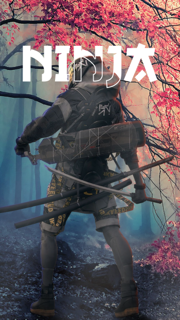  Ninja standing alone near tree
