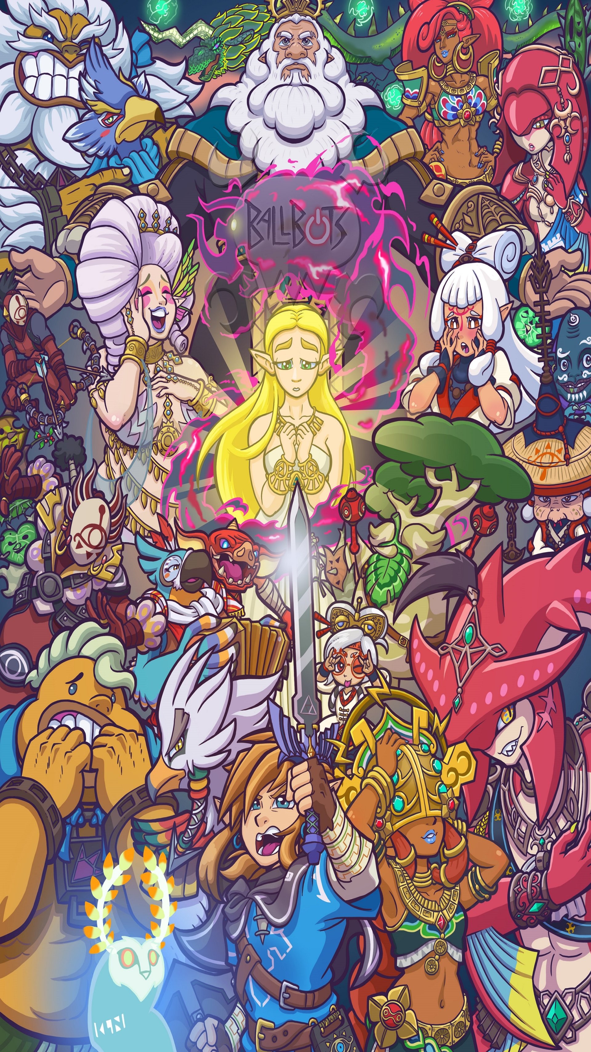 Download Urbosa (The Legend Of Zelda) Mipha (The Legend Of Zelda) Sidon (The Legend Of Zelda) Yunobo (The Legend Of Zelda) Paya (The Legend Of Zelda) Riju (The Legend Of Zelda) Princess Zelda Link The Legend Of Zelda Video Game The Legend Of Zelda: Breath Of The Wild Phone Wallpaper