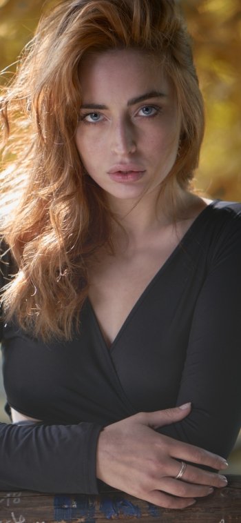 blue eyes redhead woman model Phone Wallpaper