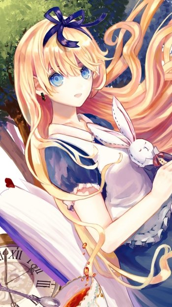 White Rabbit (Alice in Wonderland) Alice (Alice in Wonderland) Anime Alice In Wonderland Phone Wallpaper