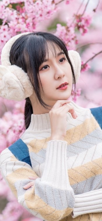 blossom black hair model woman asian Phone Wallpaper