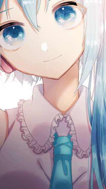 aqua eyes face blue hair Hatsune Miku Anime Vocaloid Phone Wallpaper