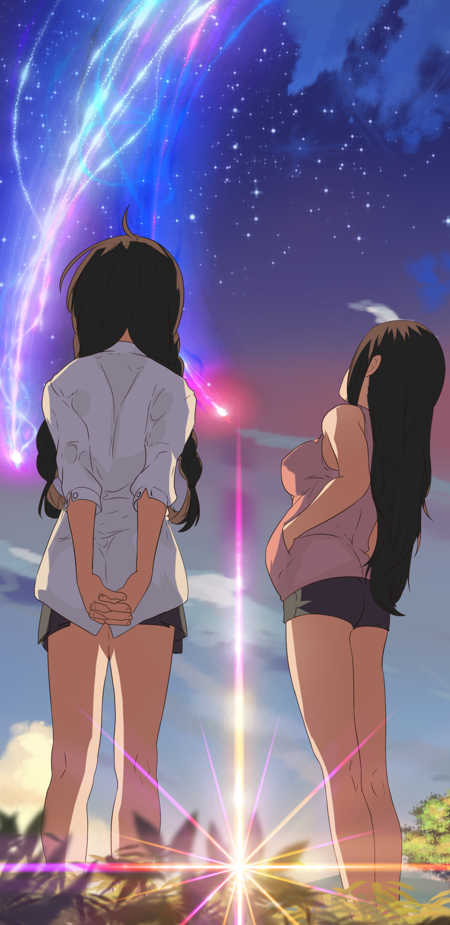 Two girls looking at a sky. by Tea Girl