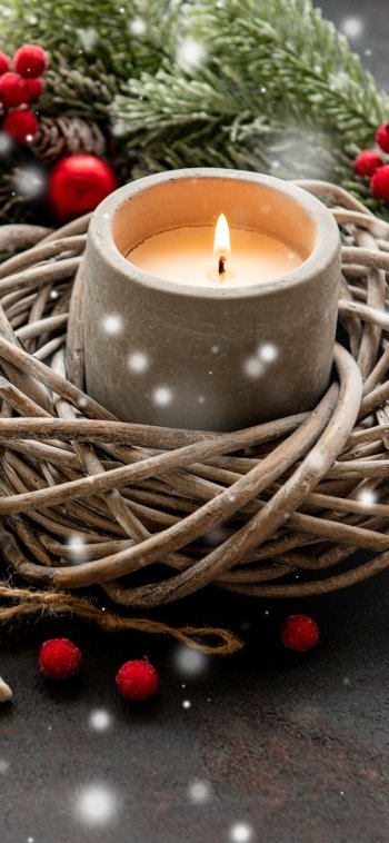 Christmas photography candle Phone Wallpaper