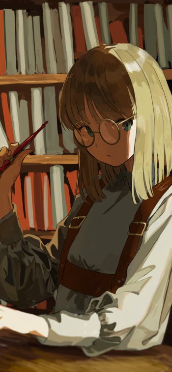 book glasses Anime Original Phone Wallpaper