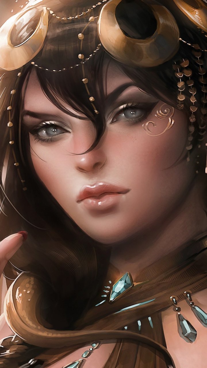 Download Brunette Fantasy Woman Phone Wallpaper by Sakimichan - Mobile ...