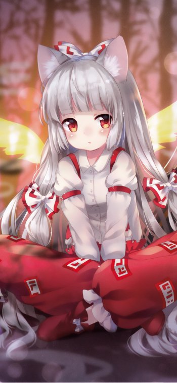 Fujiwara no Mokou Anime Touhou Phone Wallpaper